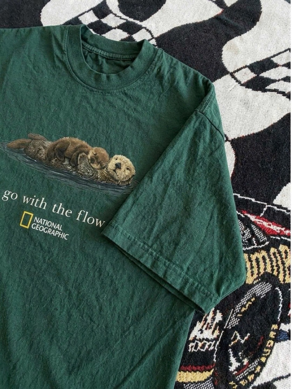 Forest Green "Go With The Flow" Otter Tee - Picture 2 of 3